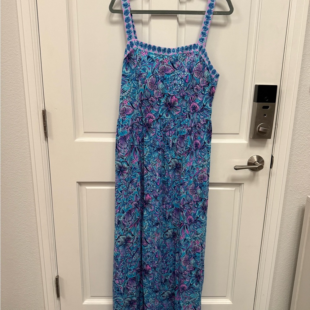 Lilly Pulitzer Mirasol Maxi Dress in Breakwater Blue Shells N Bells Size 14 - Picture 5 of 5